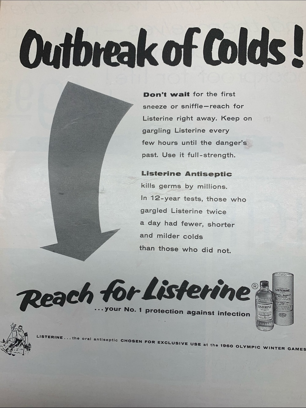 Listerine Antiseptic Vintage Advertisement Life  Magazine